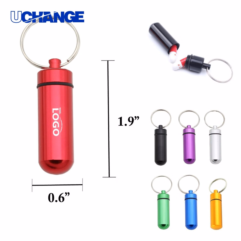 Aluminum Pill Bottle Keychain