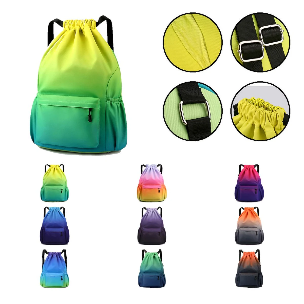 Gradient Oxford Drawstring Travel Backpack 1