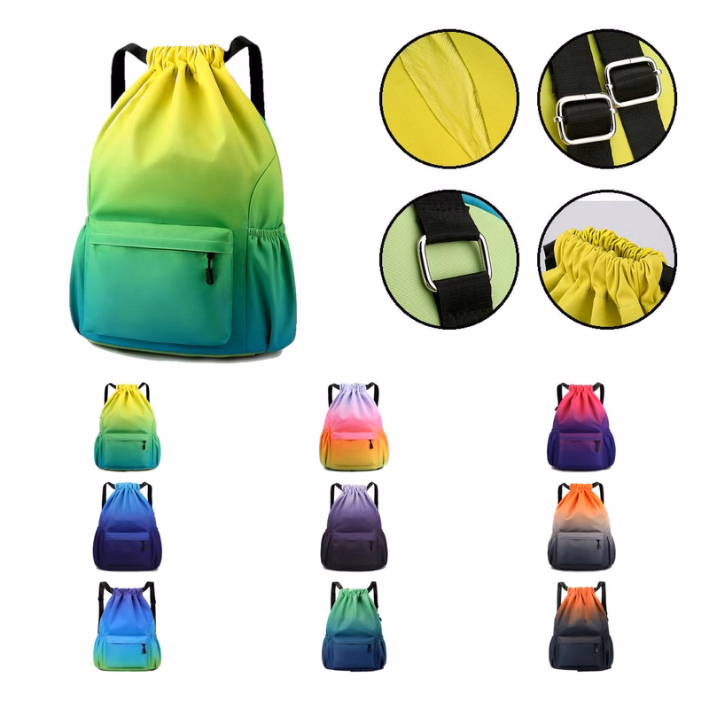 Gradient Oxford Drawstring Travel Backpack