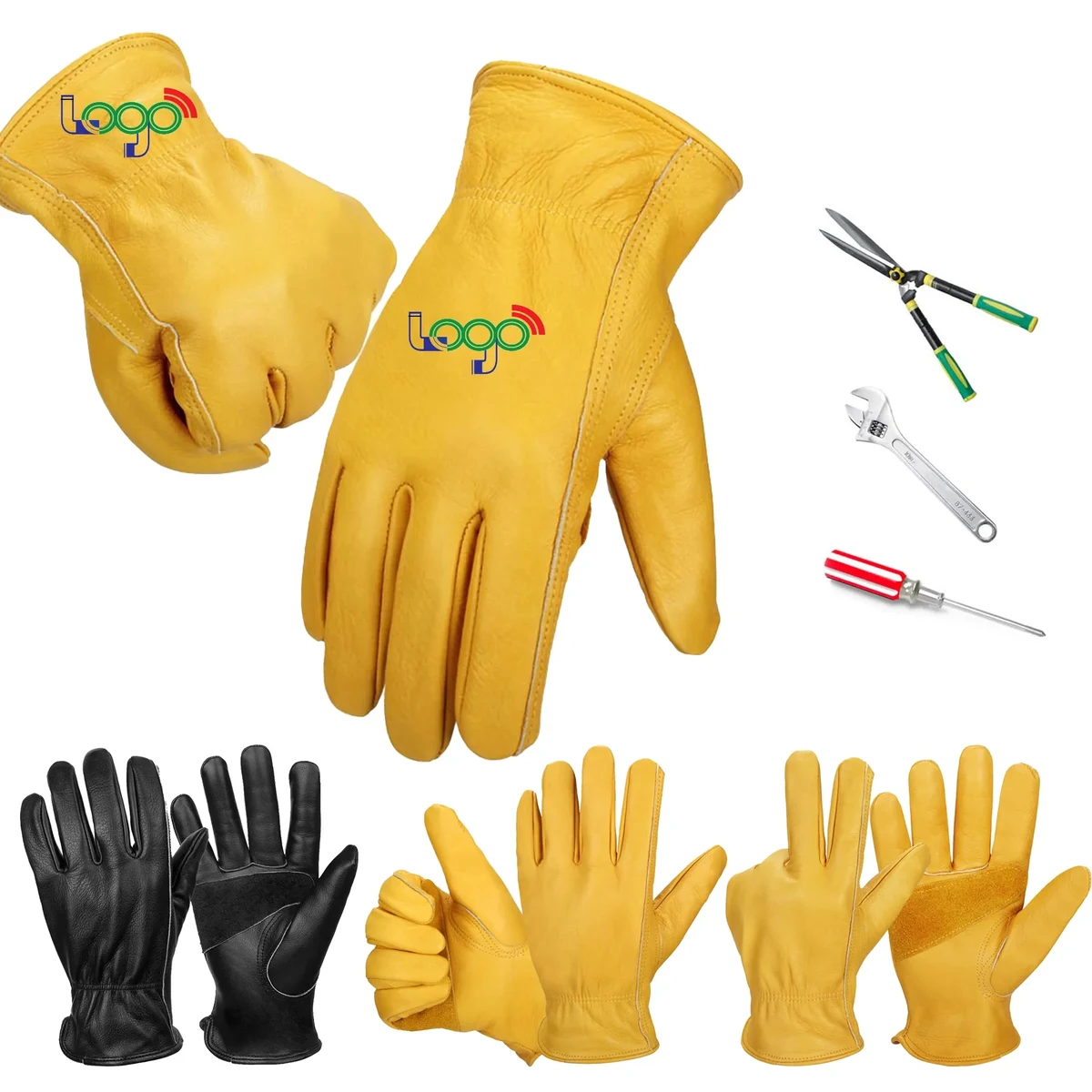 MOQ 20 Premium Leather Work Gloves DIY Yardwork Motorcycle 1