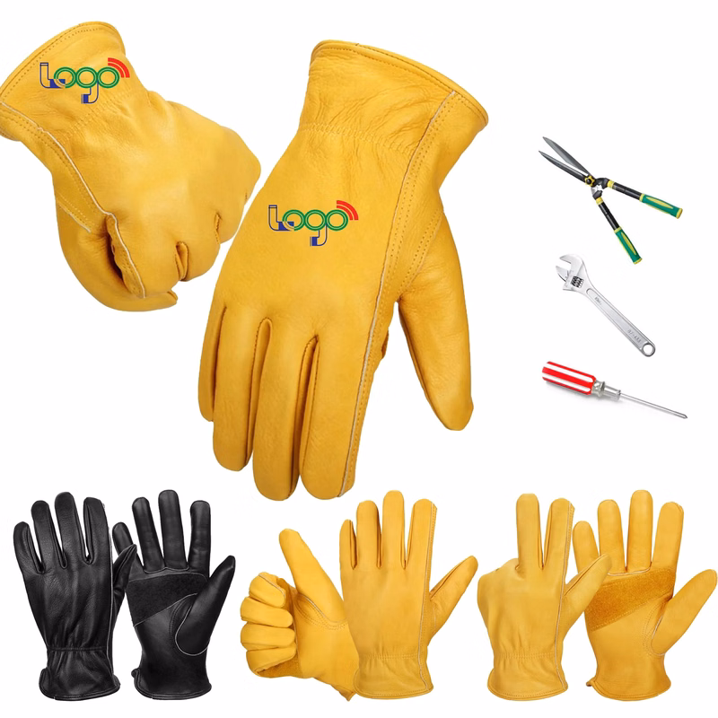 MOQ 20 Premium Leather Work Gloves DIY Yardwork Motorcycle