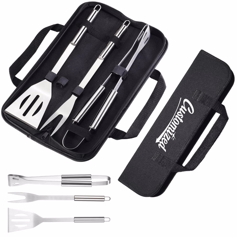 3 Piece Stainless Steel BBQ Tool Set with Carry Case