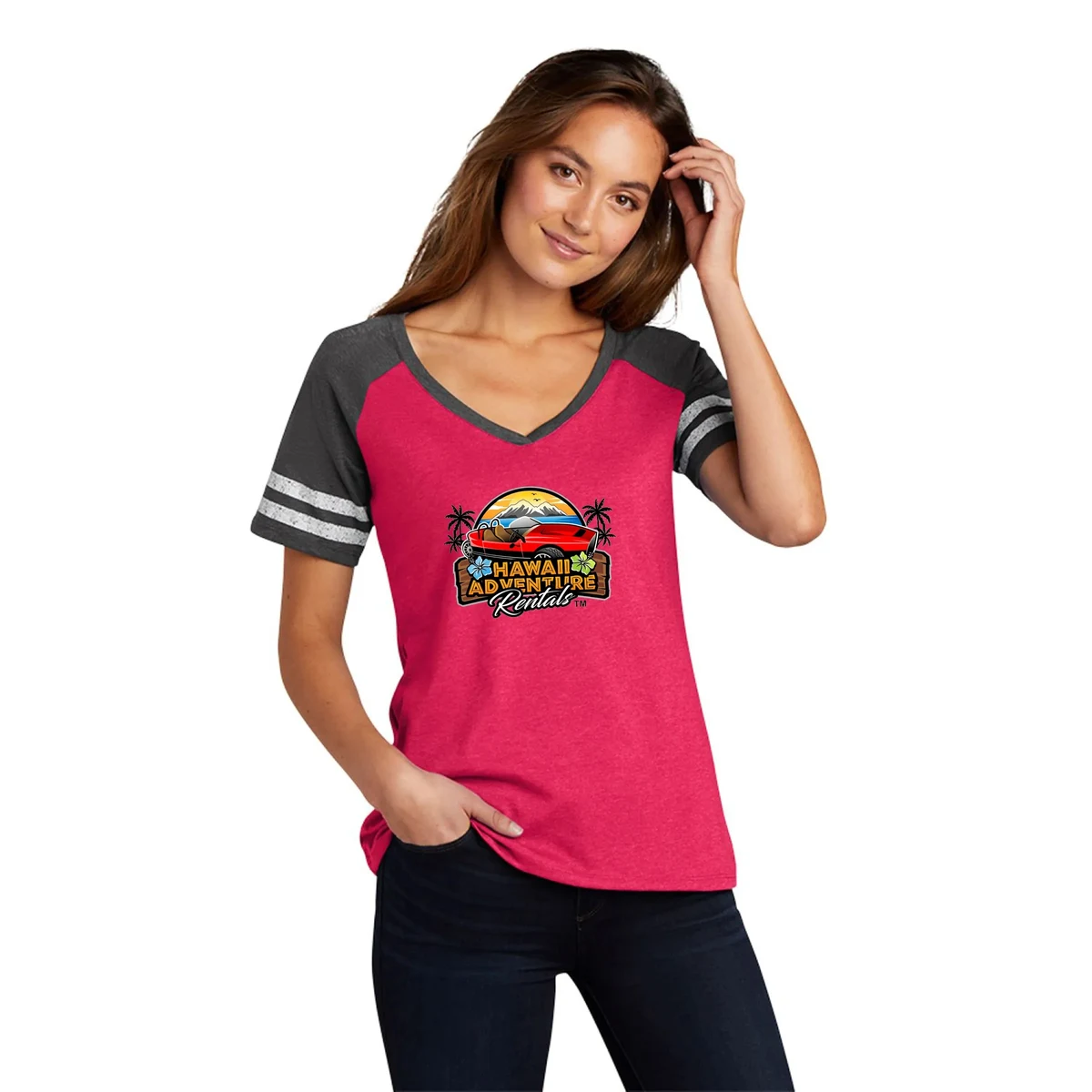 DISTRICT MADE(R) LADIES GAME V-NECK TEE 1