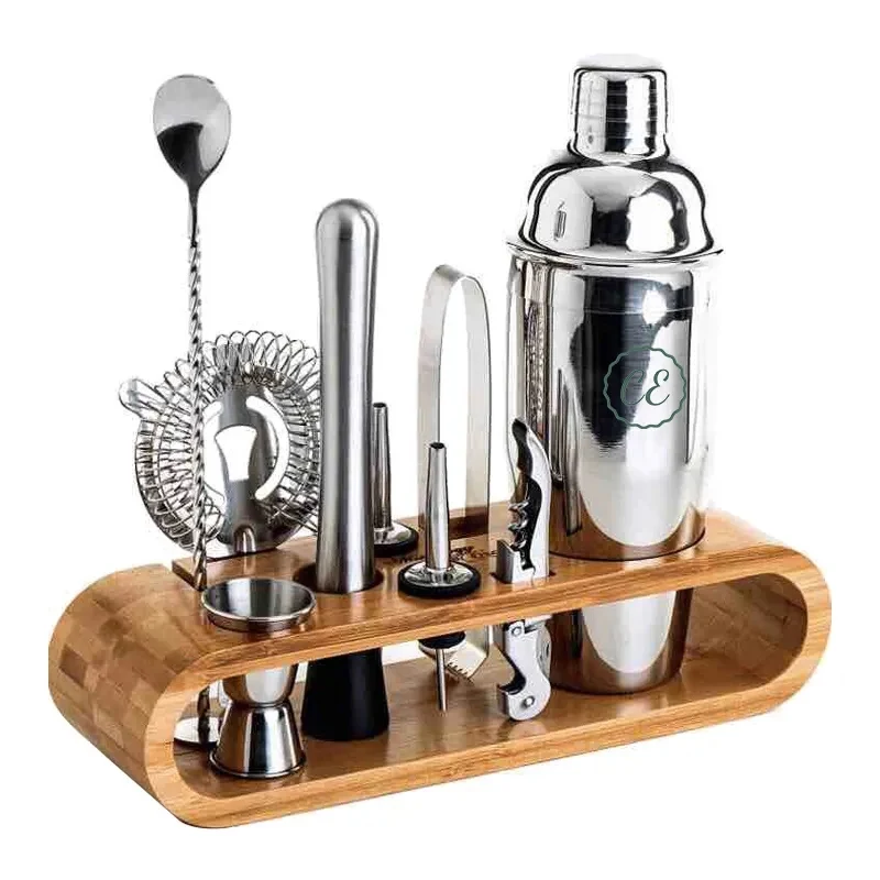 Cocktail Shaker Set Bartender Kit with Stand 1