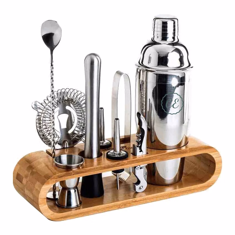 Cocktail Shaker Set Bartender Kit with Stand