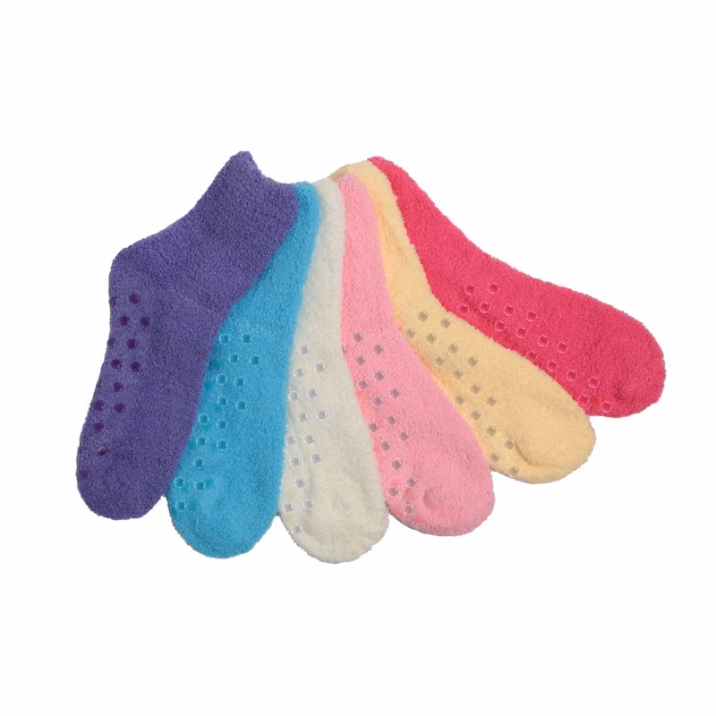 Women's Fuzzy Crew Socks - Size 9-11 Assorted Colors Skid-Proof