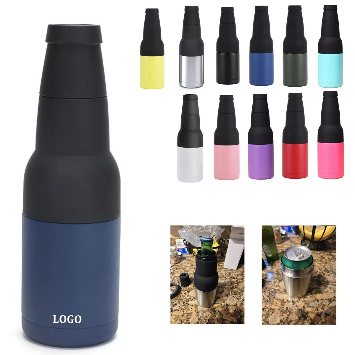 3 in 1 Beer Bottle Can Cap, custom koozie with logo imprint 1