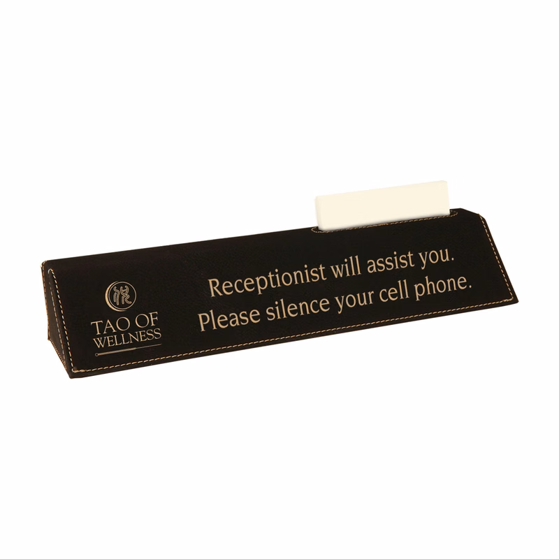 Leatherette Nameplate Wedge w/Card Slot (2.75"x10.5")