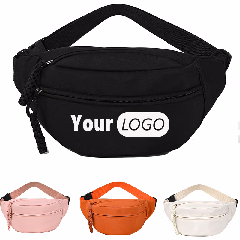 Curved Nylon Waist Pack With Zipper