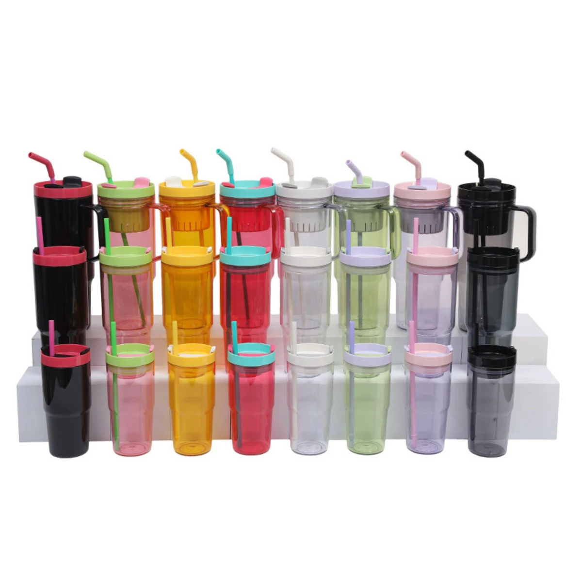 Three Pieces Straw Handle Cup Set 1