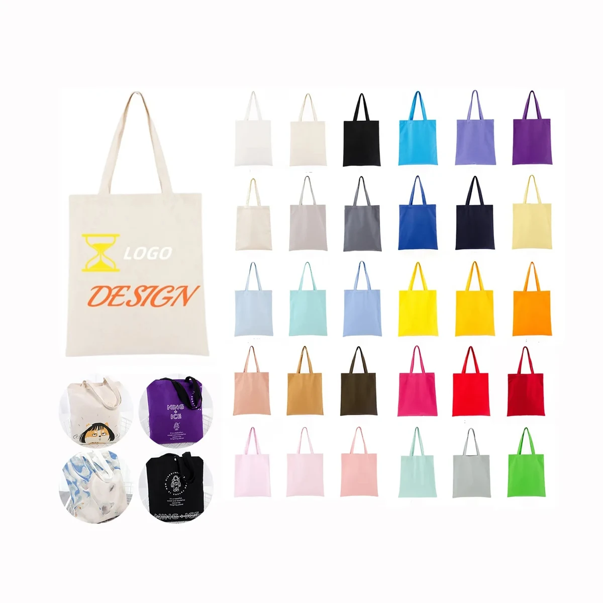 Custom Printed Cotton Canvas Tote Bag, custom tote bag with logo imprint 1