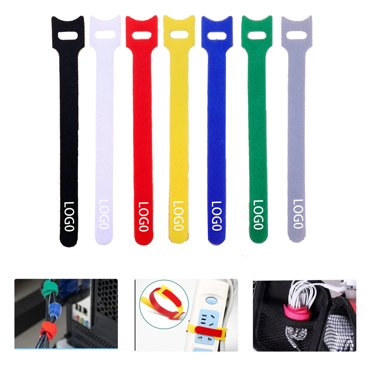 MOQ:3000pcs Hook And Loop Cable Ties 1