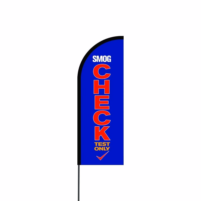 Smog Check Test Only 2 Flag Kit Hardware 11' Feet Feather Flag Sign Outdoor Banner