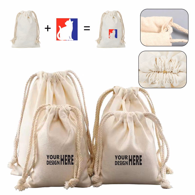 Canvas Bag With Adjustable Drawcord Storage Pouch