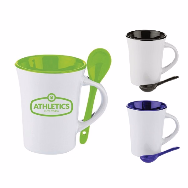 295ml Two-tone Coffee Mug w/ Spoon