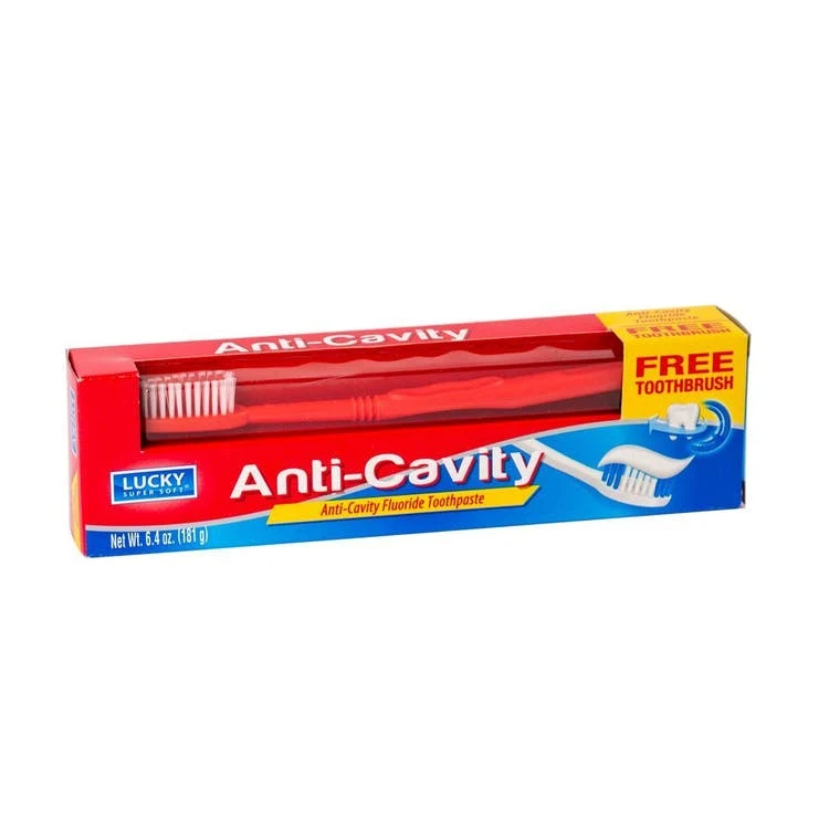 Anti-Cavity Toothpaste with Toothbrush - 6.4 oz Tube 1