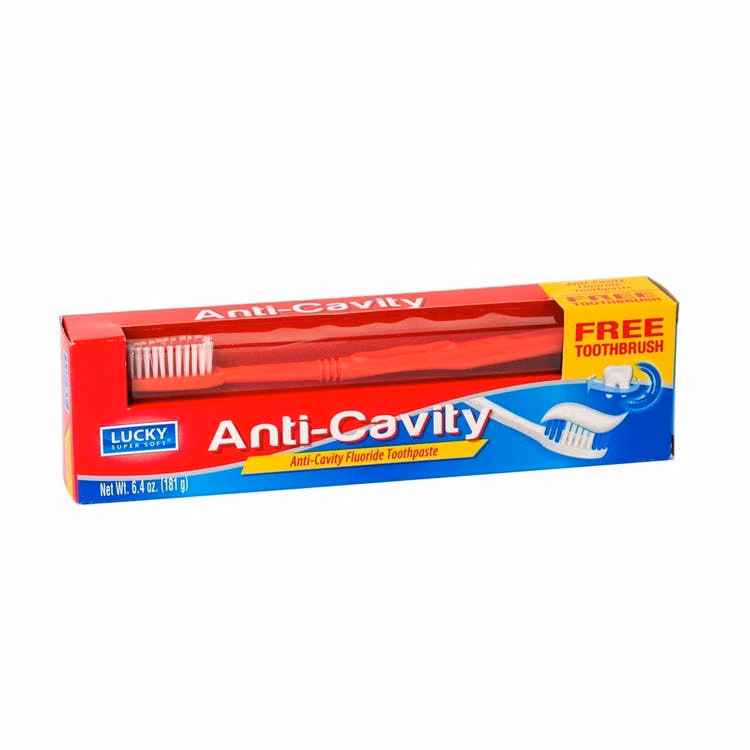 Anti-Cavity Toothpaste with Toothbrush - 6.4 oz Tube