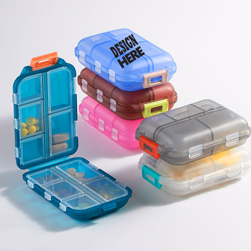 Double-Layer 10-Compartment Transparent Pill Organizer Box