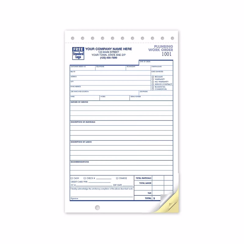Plumbing Work Orders - Compact/Small