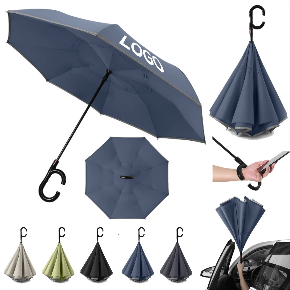 Automatic Long Handle Reverse Umbrella 1