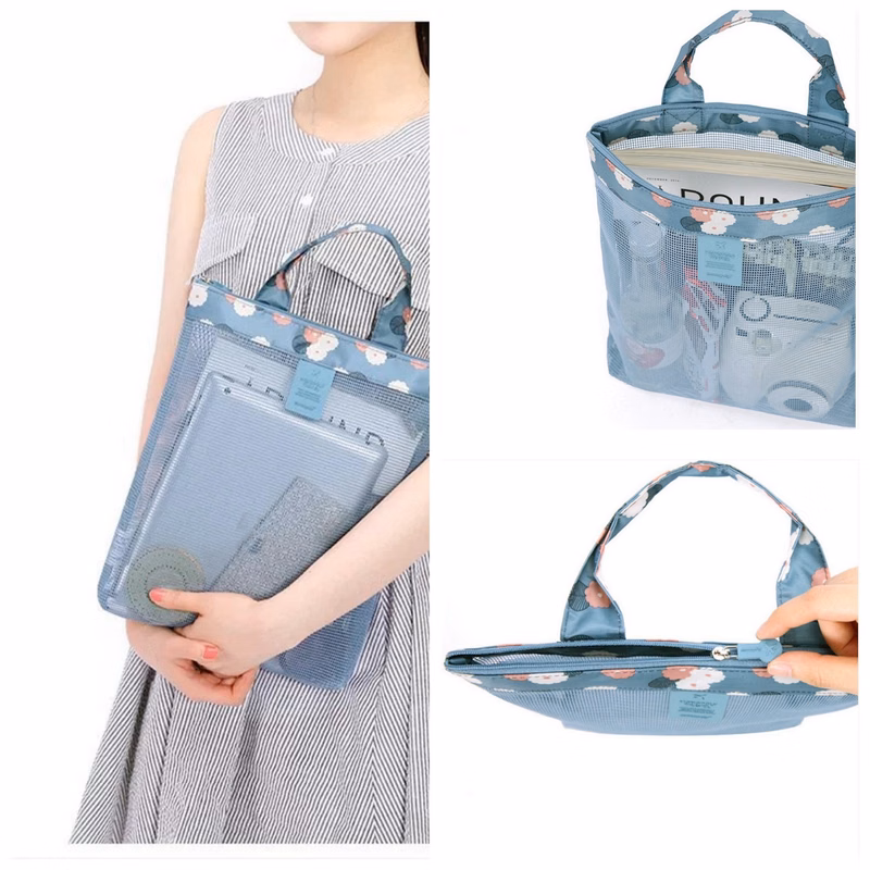 Family Beach Tote Foldable Mesh Bags With Handles