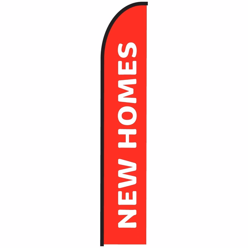 New Homes Signs for Real Estate - Feather Flag Swooper Outdoor Banner 11.5ft - Flag Only (Red)