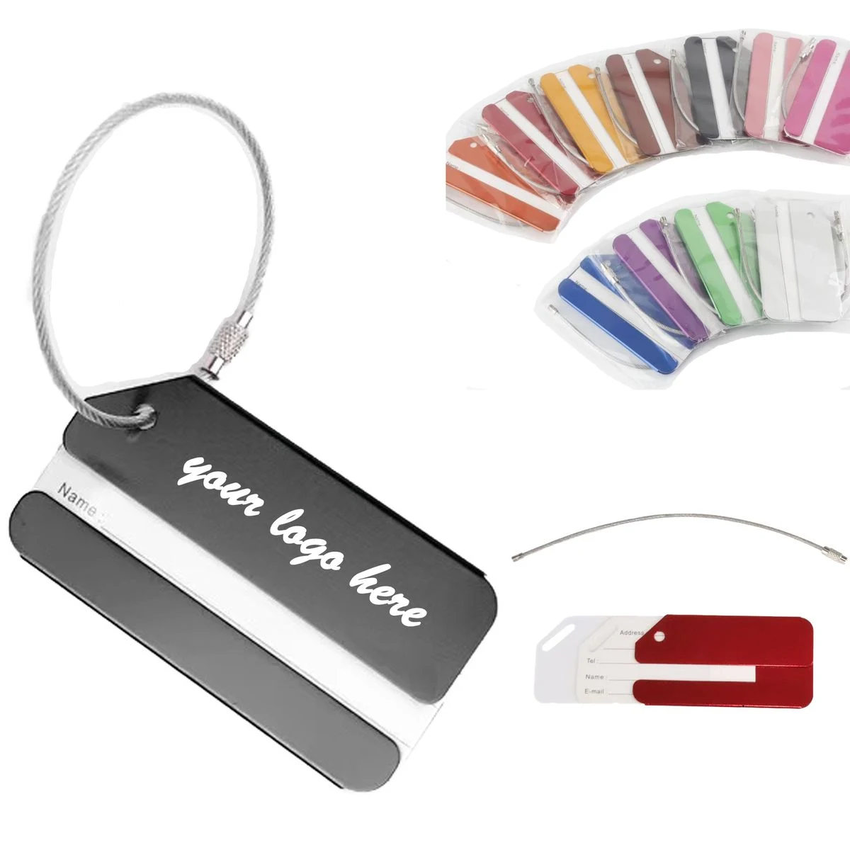 Custom Logo Brushed Aluminum Travel Luggage Tag 1