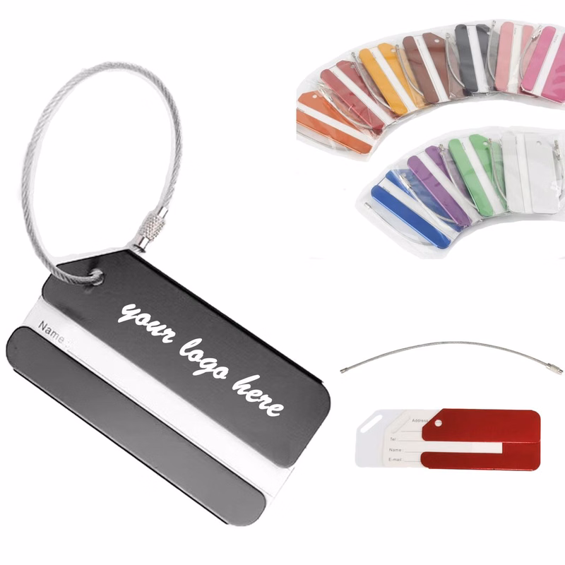 Custom Logo Brushed Aluminum Travel Luggage Tag