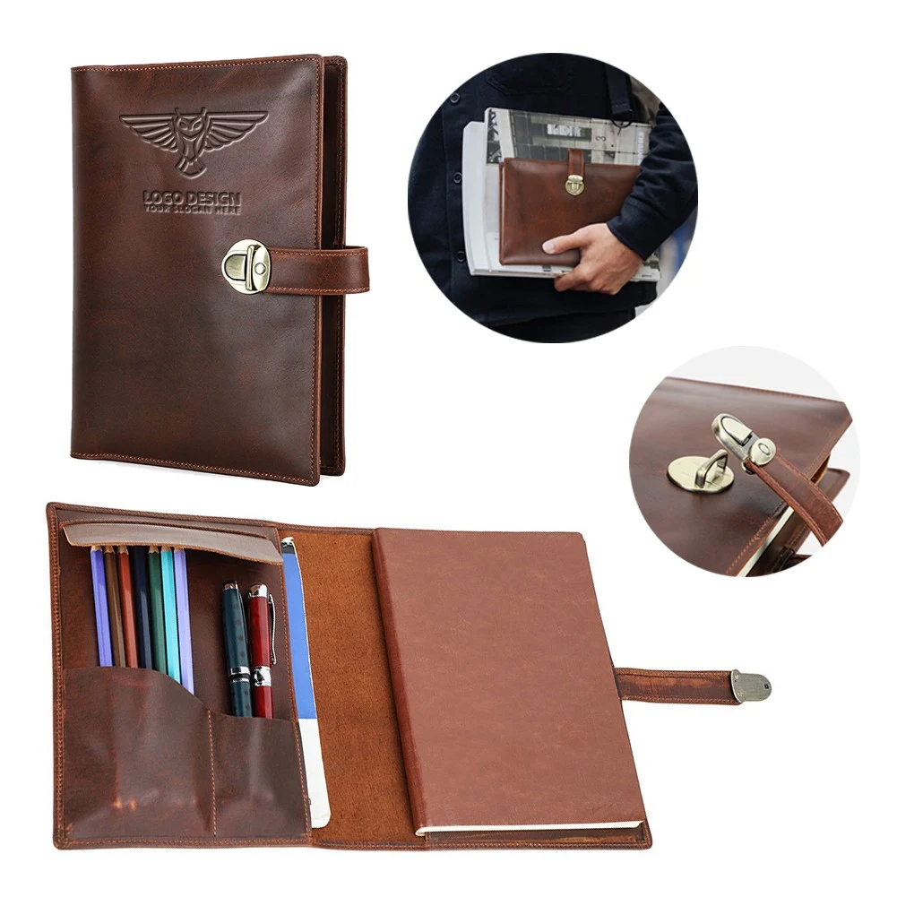 A5 Genuine Leather Notebook Padfolio Portfolio 1