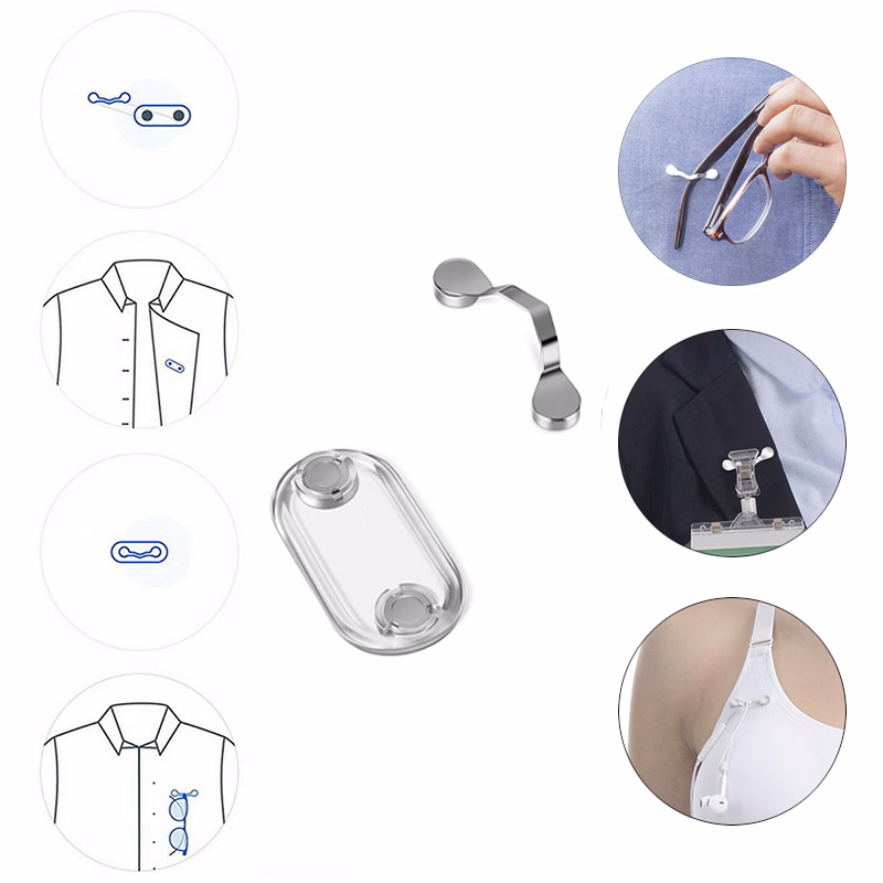 Magnetic Brooch Glasses Clip Work Card Holder Pin