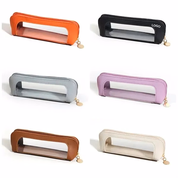 PU Leather Transparent Pencil Case