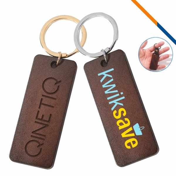 Custom Beech Wood Keychain with Elegant Classy Design — Four-Color Premium Giftware