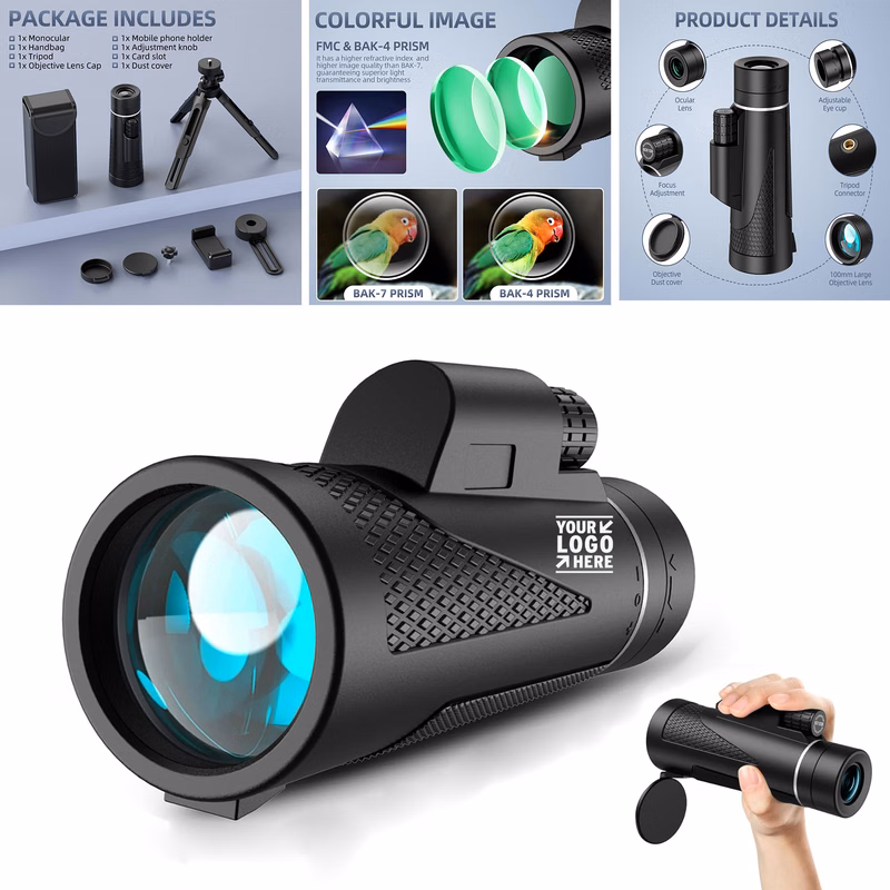 Adults Smartphone Adapter High Powered 80x100 Small Night Vision Compact Monocular Telescope