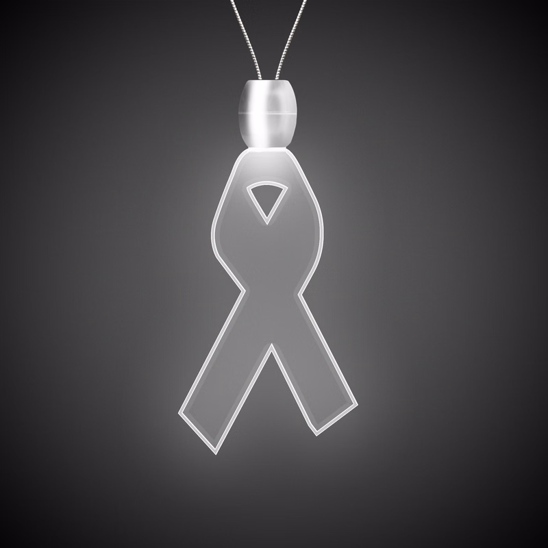 Ribbon White Light-Up Acrylic Pendant Necklace