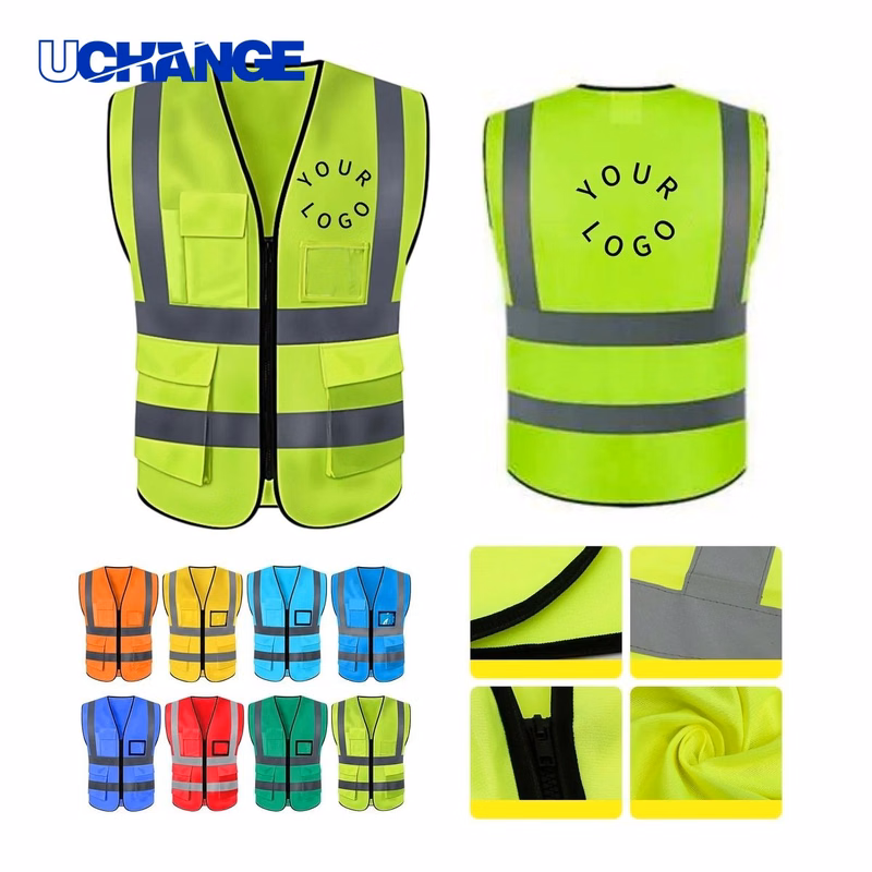 High Visibility Safety Vest with Reflective Stripes for Work Use