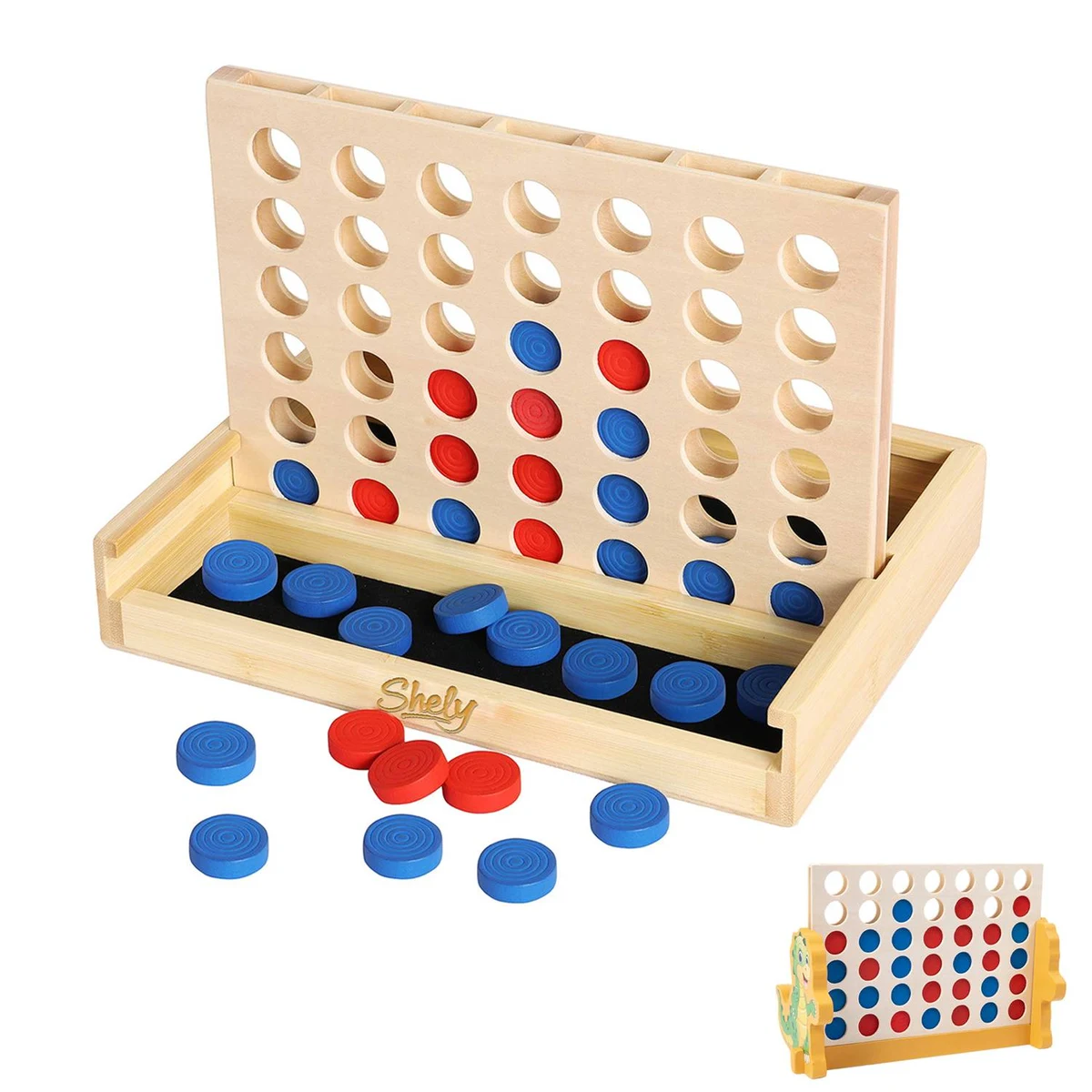 Kids Classic Wooden Connect 4 Board Game 1