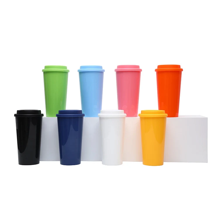 16oz Reusable Travel Hot Plastic Coffee Cups with Lids 1