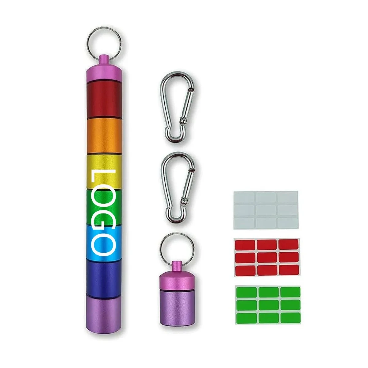 Portable Aluminum Alloy Pill Case With Keychain & Carabiner 1