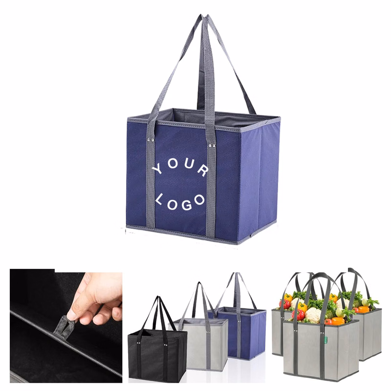 Reusable Grocery Bag With Rigid Box Structure