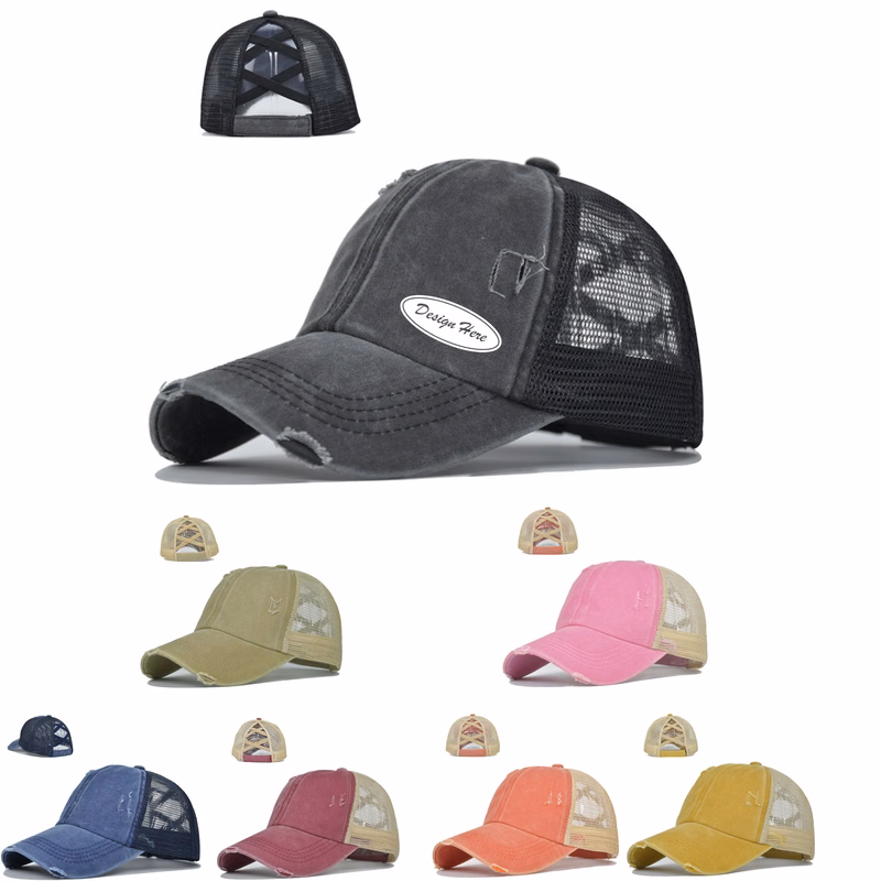Women Baseball Cap Ponytail Cross Hat