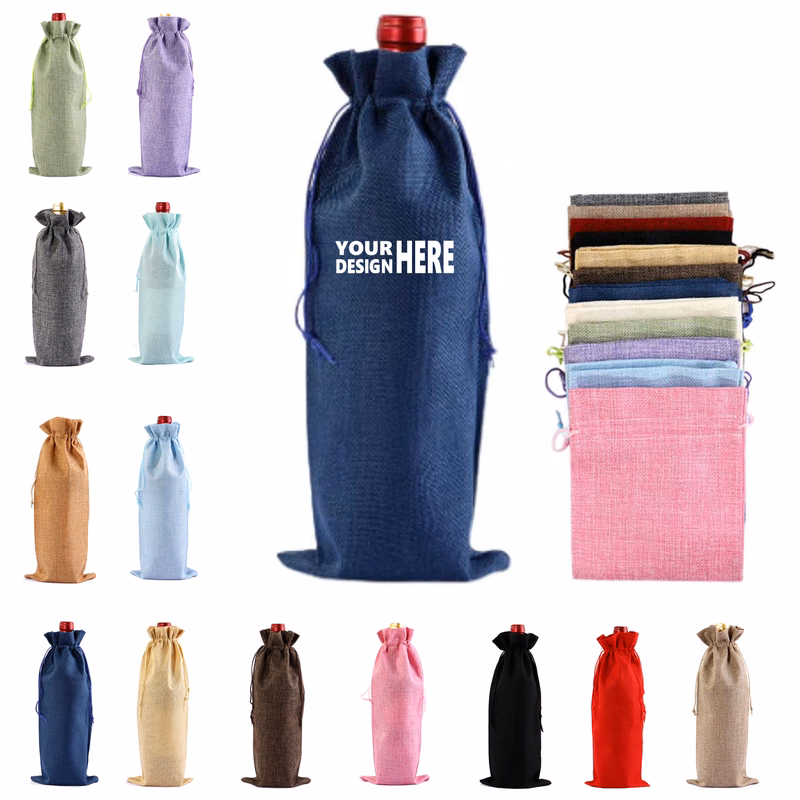 Linen-Imitation Red Wine Packaging Bag