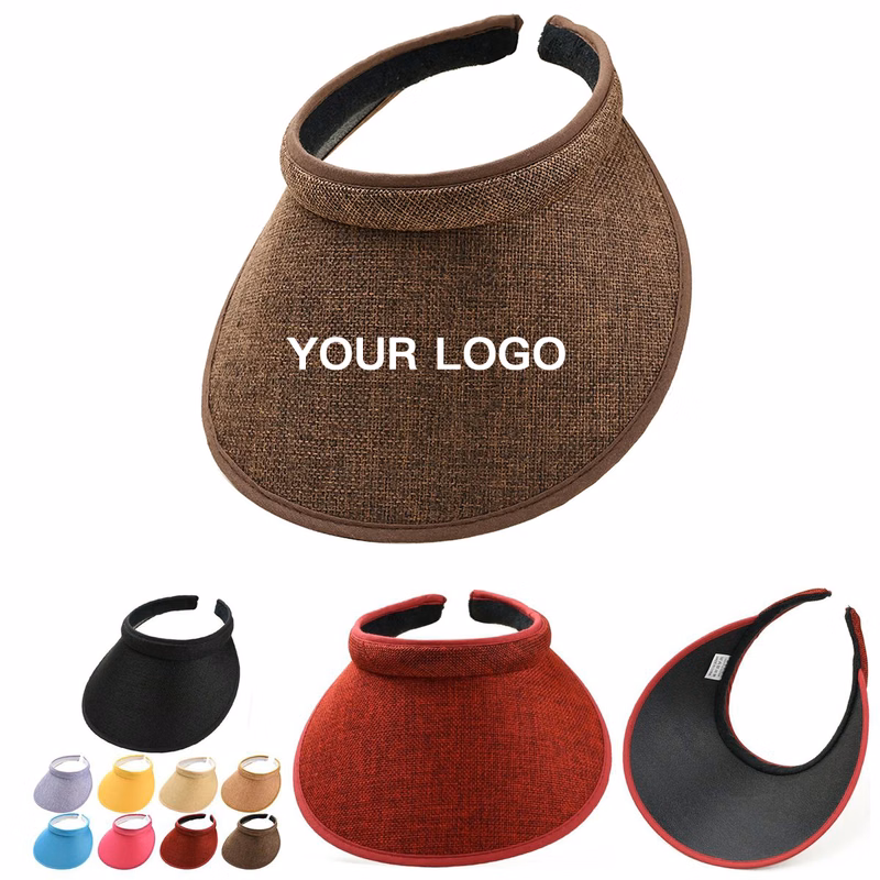 Linen Wide Brim Visor For Beach And Sports