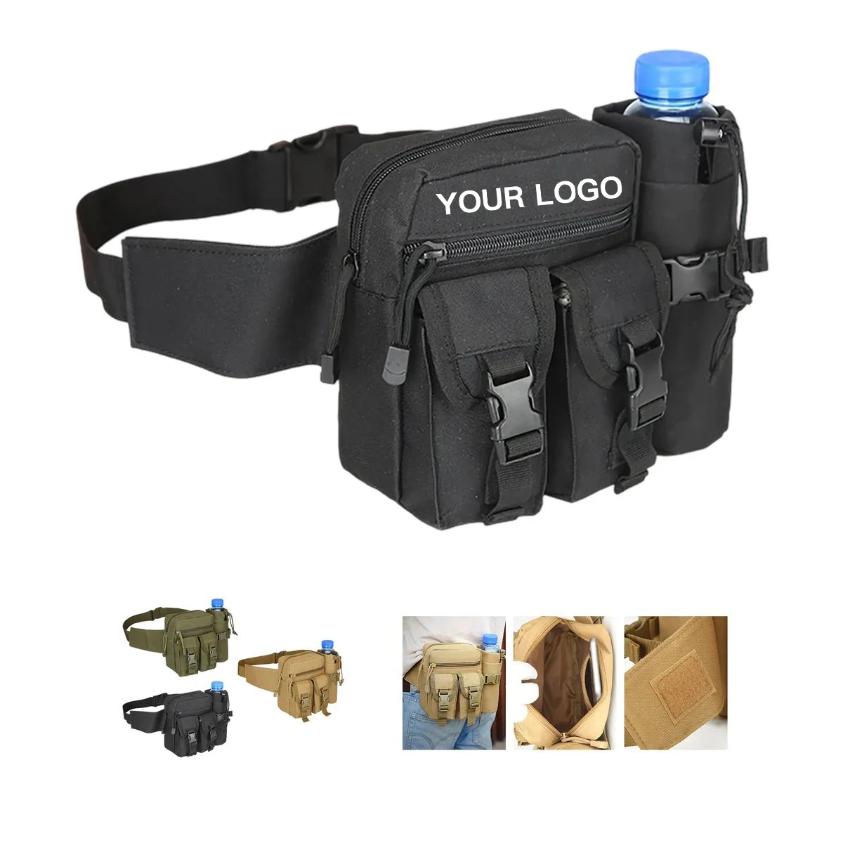 Oxford Waist Bag with Multiple Compartments and Strap 1