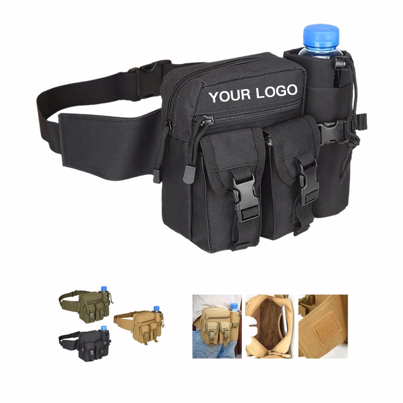 Oxford Waist Bag with Multiple Compartments and Strap