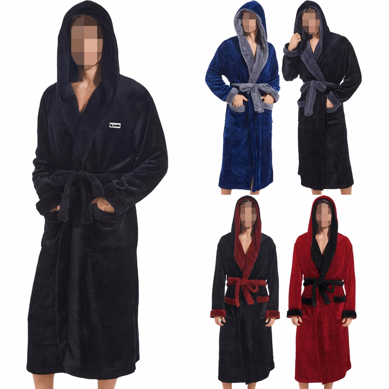 Men's Coral Fleece Long Bathrobe