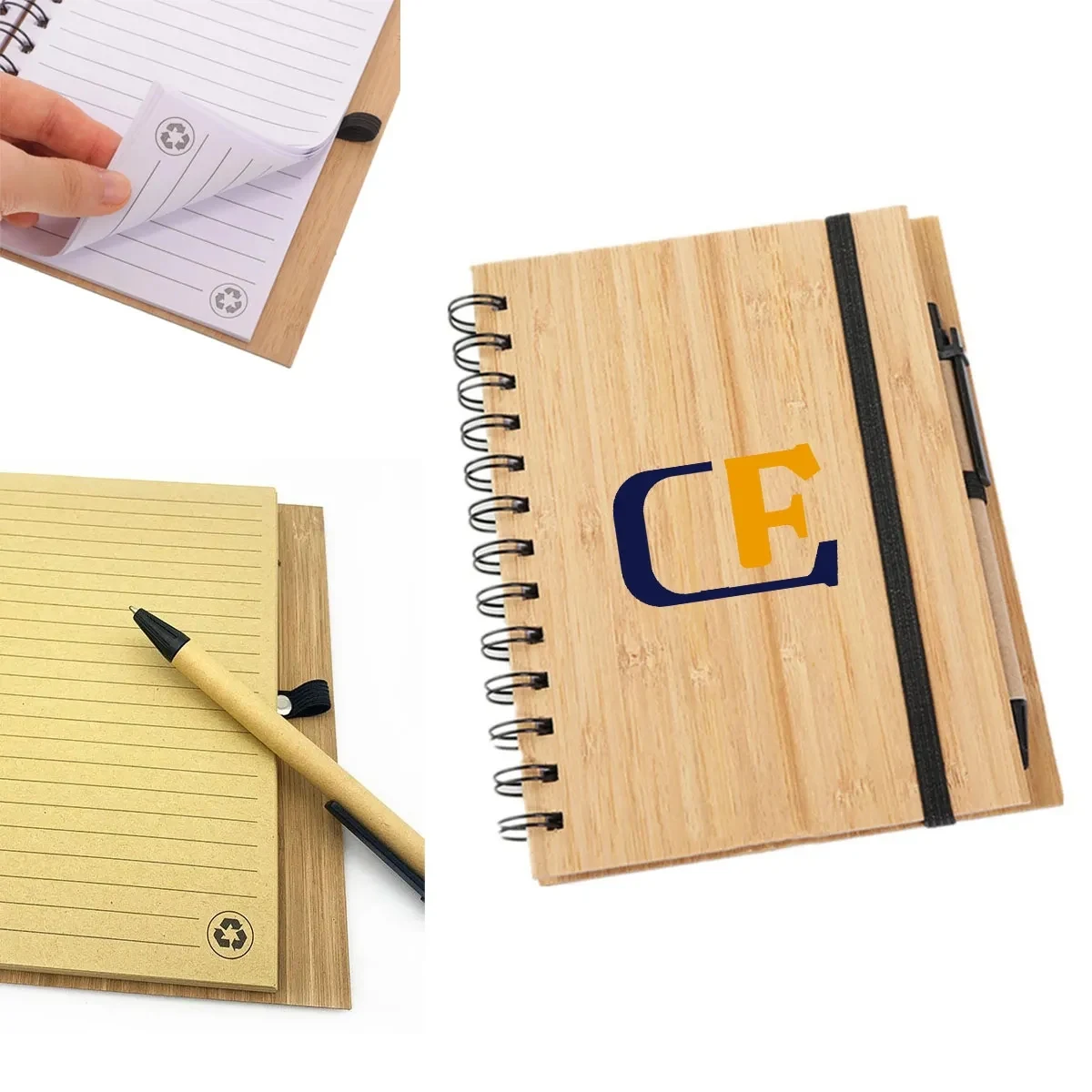 Eco-Friendly Natural Bamboo Cover Notebook With A Pen 1