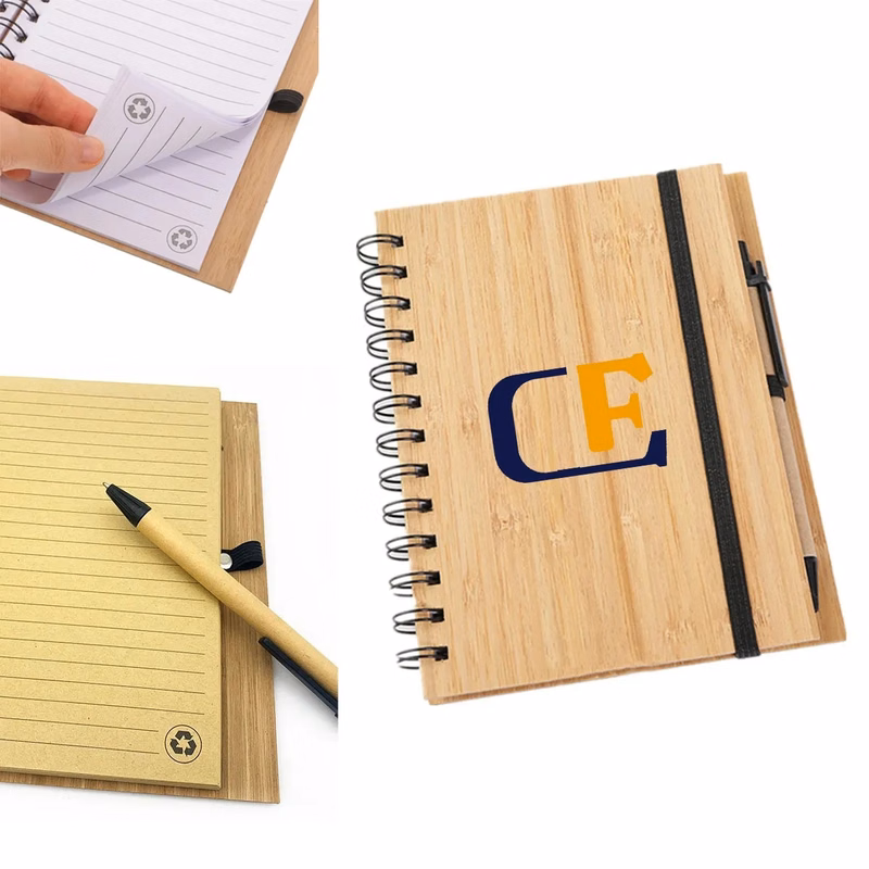 Eco-Friendly Natural Bamboo Cover Notebook With A Pen