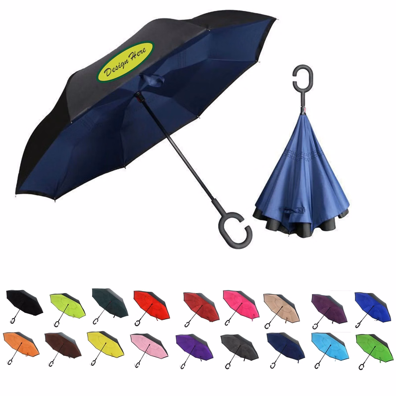 Windproof Double Layer Upside Down Car Rain Umbrella