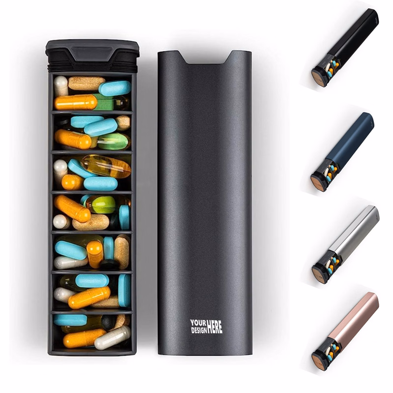 Premium Large Capacity 7-Day Pill Box with Aluminum Case