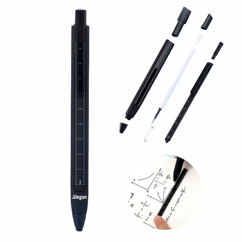 Retractable Plastic Pen w/ Detachable Ruler